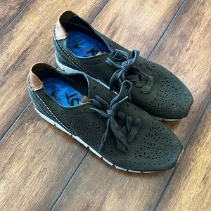 Olive green cutout sneakers